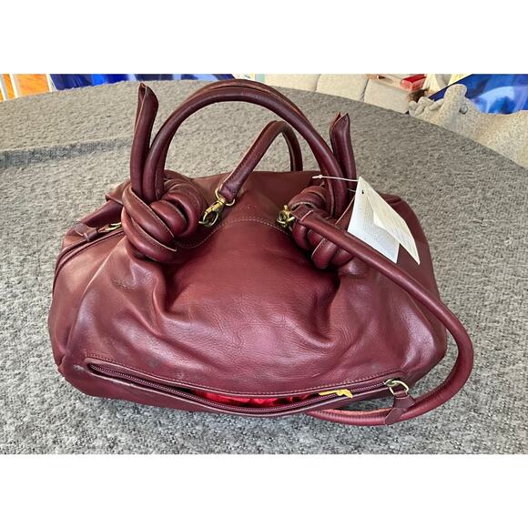 Vintage nos Made in Tuscany red leather UNIQUE purse bag - Picture 12 of 16